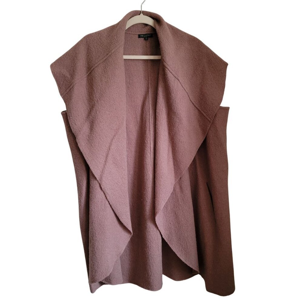 Sleeveless Wool Long Callor Draped Vest with Pockets  Size 3X